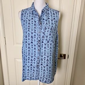 Staccato Sleeveless Aztec Print Tencel Blouse
